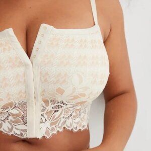 NWT Aerie Show Off Winter Express Lace Corset Bra Top  - Cream/White - XXL